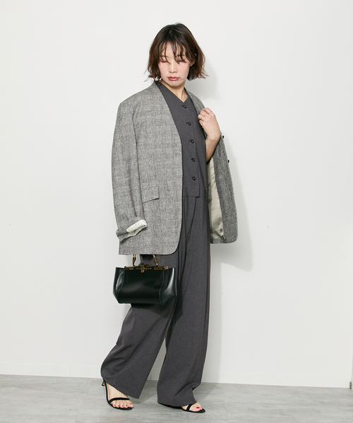 journal standard L'essage（ジャーナルスタンダードレサージュ）の「ウーリーノライトALL IN ONE（つなぎ/オールインワン・レディース・グレー/ネイビー・38/36）」の3枚目の写真