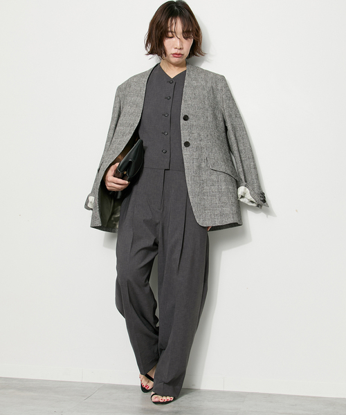 journal standard L'essage（ジャーナルスタンダードレサージュ）の「ウーリーノライトALL IN ONE（つなぎ/オールインワン・レディース・グレー/ネイビー・38/36）」の5枚目の写真