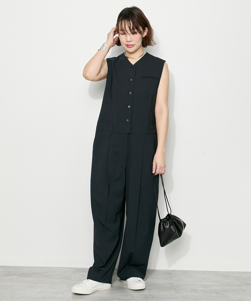 journal standard L'essage（ジャーナルスタンダードレサージュ）の「ウーリーノライトALL IN ONE（つなぎ/オールインワン・レディース・グレー/ネイビー・38/36）」の6枚目の写真