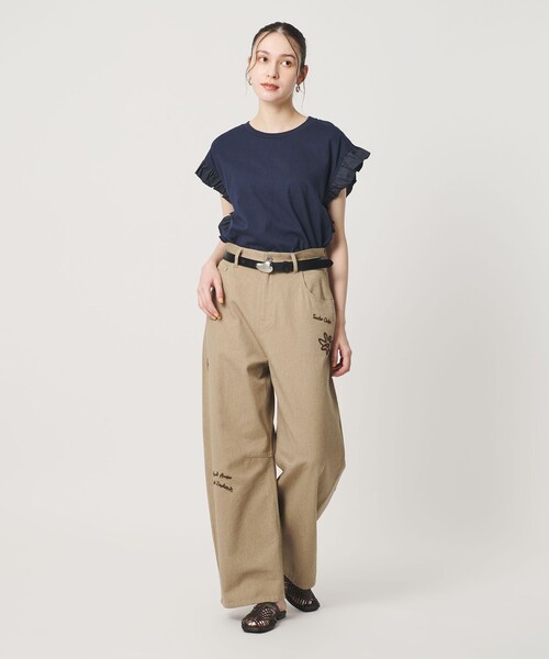 dahl'ia(ダリア)の「【WEB限定】<dahl’ia>フリルスリーブ Tシャツ(Tシャツ/カットソー・レディース・ネイビー/ダークブラウン/ホワイト・FREE)」の20枚目の写真