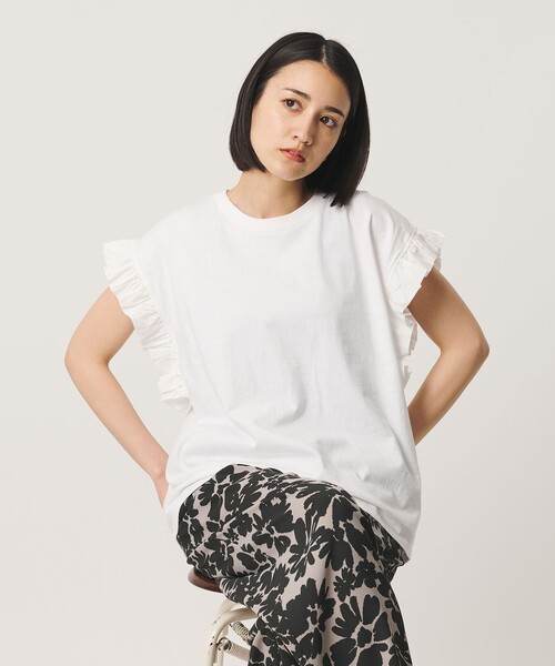 dahl'ia(ダリア)の「【WEB限定】<dahl’ia>フリルスリーブ Tシャツ(Tシャツ/カットソー・レディース・ネイビー/ダークブラウン/ホワイト・FREE)」の21枚目の写真