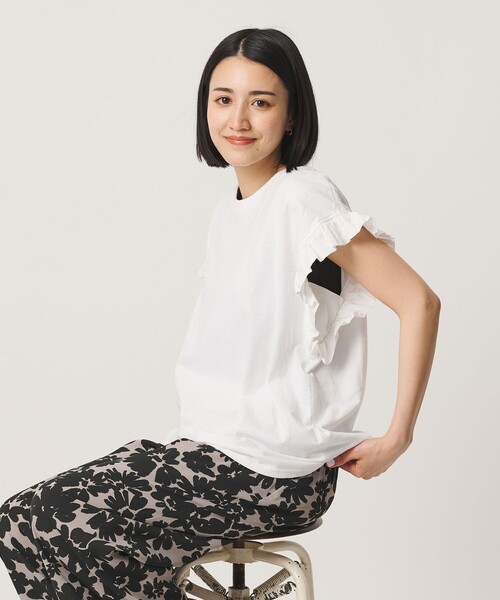 dahl'ia(ダリア)の「【WEB限定】<dahl’ia>フリルスリーブ Tシャツ(Tシャツ/カットソー・レディース・ネイビー/ダークブラウン/ホワイト・FREE)」の22枚目の写真