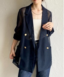 She's Closet（シーズクローゼット）の「金ボタン 長袖 ダブル シアー メッシュ テーラードジャケット（テーラードジャケット）」