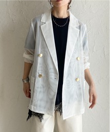 She's Closet（シーズクローゼット）の「金ボタン 長袖 ダブル シアー メッシュ テーラードジャケット（テーラードジャケット）」