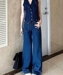 UP START（アップスタート）の「【LAMPOON】デニムノースリーブセットアップ（セットアップ）」