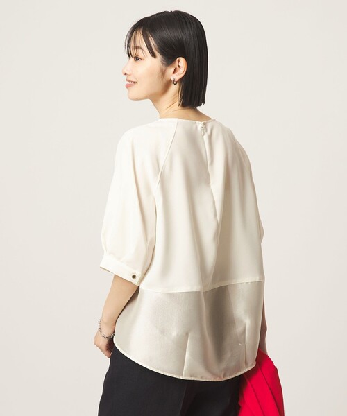 green label relaxing（グリーンレーベルリラクシング）の「［size SHORTあり］fleurie(フルリー) フォルム ショートスリーブ ブラウス（シャツ/ブラウス・レディース・ベージュ/ネイビー/オフホワイト・FREE/SHORT）」の6枚目の写真