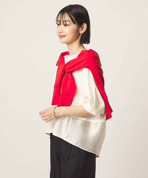 green label relaxing（グリーンレーベルリラクシング）の「［size SHORTあり］fleurie(フルリー) フォルム ショートスリーブ ブラウス（シャツ/ブラウス・レディース・ベージュ/ネイビー/オフホワイト・FREE/SHORT）」の8枚目の写真
