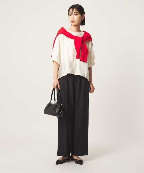 green label relaxing（グリーンレーベルリラクシング）の「［size SHORTあり］fleurie(フルリー) フォルム ショートスリーブ ブラウス（シャツ/ブラウス・レディース・ベージュ/ネイビー/オフホワイト・FREE/SHORT）」の9枚目の写真