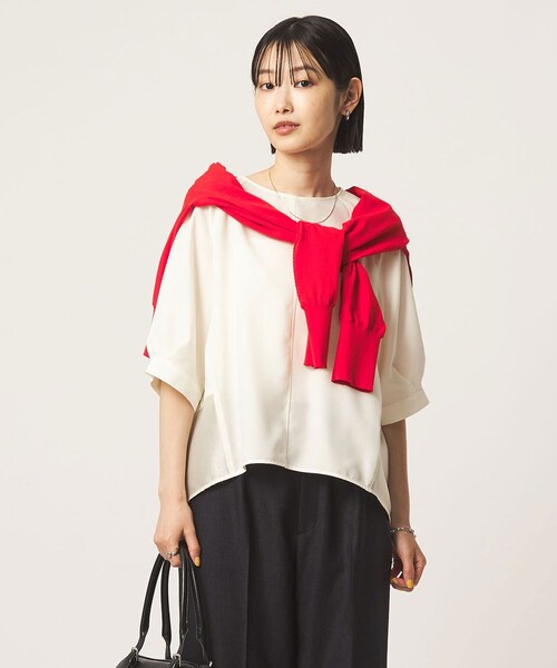 green label relaxing（グリーンレーベルリラクシング）の「［size SHORTあり］fleurie(フルリー) フォルム ショートスリーブ ブラウス（シャツ/ブラウス・レディース・ベージュ/ネイビー/オフホワイト・FREE/SHORT）」の12枚目の写真