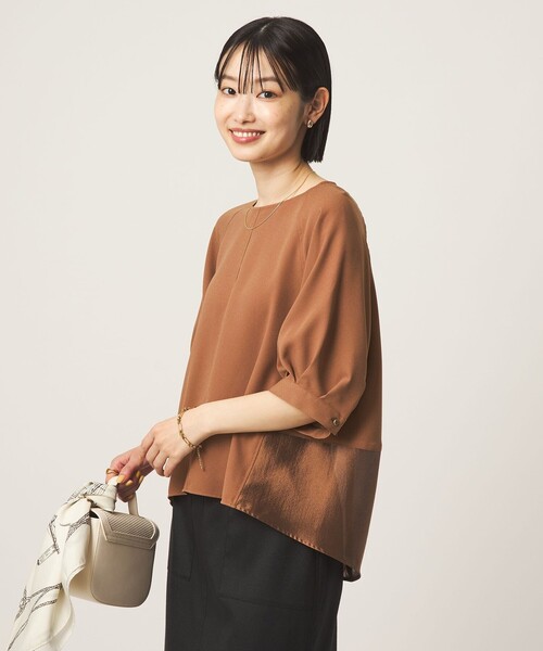green label relaxing（グリーンレーベルリラクシング）の「［size SHORTあり］fleurie(フルリー) フォルム ショートスリーブ ブラウス（シャツ/ブラウス・レディース・ベージュ/ネイビー/オフホワイト・FREE/SHORT）」の13枚目の写真