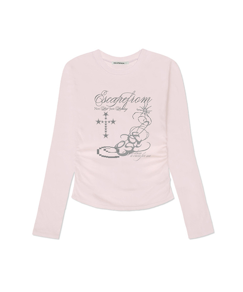 ESCAPEFROM（エスケープフロム）の「スタークロスプリントスリムフィットシャーリングロングスリーブ [4カラー]（Tシャツ/カットソー・レディース・ブラウン/ピンク/ブラック/アイボリー・MEDIUM）」の4枚目の写真