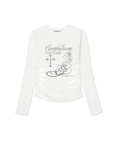 ESCAPEFROM（エスケープフロム）の「スタークロスプリントスリムフィットシャーリングロングスリーブ [4カラー]（Tシャツ/カットソー・レディース・ブラウン/ピンク/ブラック/アイボリー・MEDIUM）」の5枚目の写真