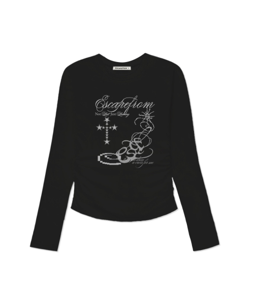ESCAPEFROM（エスケープフロム）の「スタークロスプリントスリムフィットシャーリングロングスリーブ [4カラー]（Tシャツ/カットソー・レディース・ブラウン/ピンク/ブラック/アイボリー・MEDIUM）」の6枚目の写真