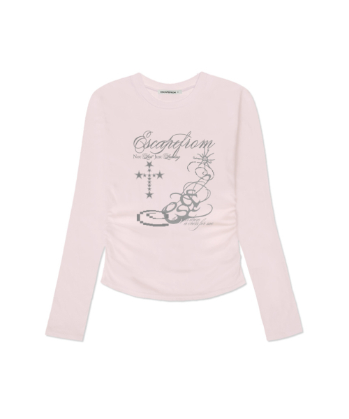ESCAPEFROM（エスケープフロム）の「スタークロスプリントスリムフィットシャーリングロングスリーブ [4カラー]（Tシャツ/カットソー・レディース・ブラウン/ピンク/ブラック/アイボリー・MEDIUM）」の7枚目の写真