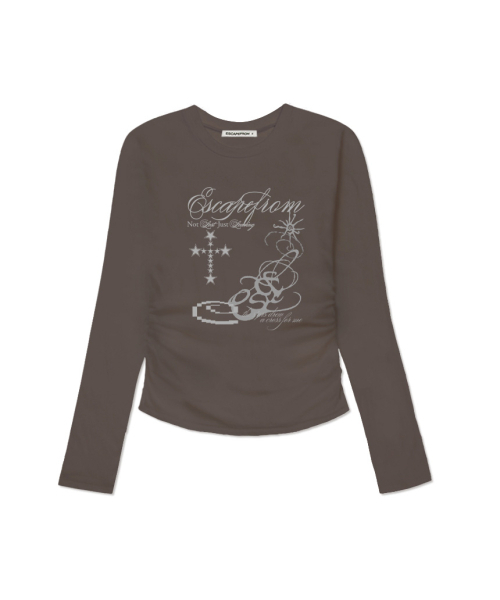 ESCAPEFROM（エスケープフロム）の「スタークロスプリントスリムフィットシャーリングロングスリーブ [4カラー]（Tシャツ/カットソー・レディース・ブラウン/ピンク/ブラック/アイボリー・MEDIUM）」の8枚目の写真