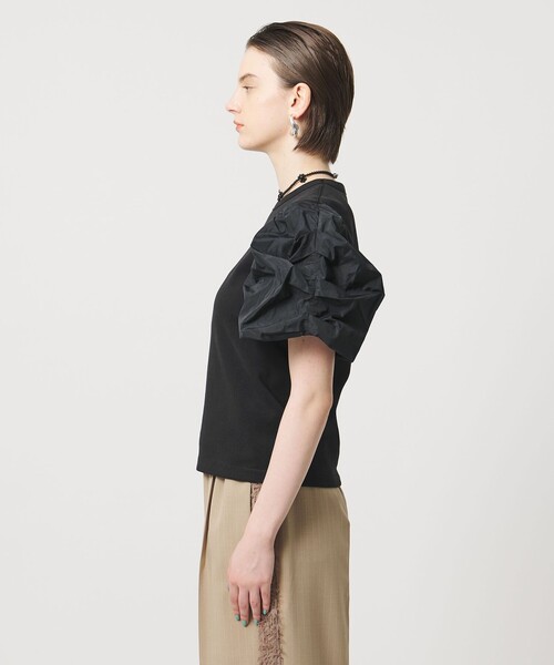 ASTRAET(アストラット)の「<ASTRAET>フライスxタフタ パフスリーブカットソー(Tシャツ/カットソー・レディース・ブラック/ホワイト・FREE)」の10枚目の写真