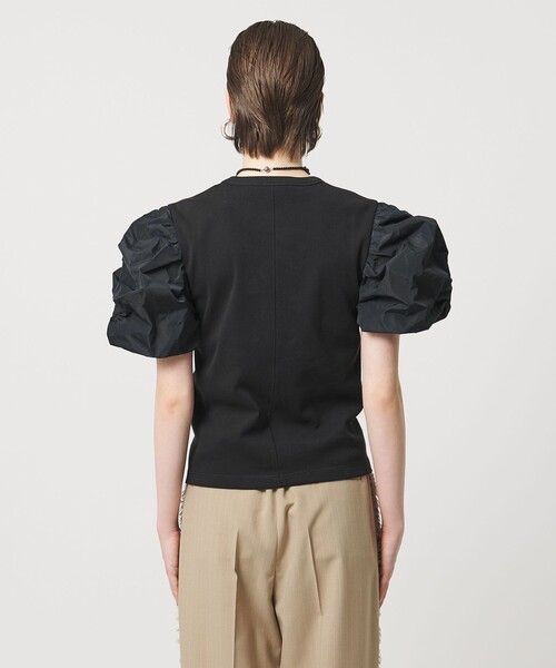 ASTRAET(アストラット)の「<ASTRAET>フライスxタフタ パフスリーブカットソー(Tシャツ/カットソー・レディース・ブラック/ホワイト・FREE)」の11枚目の写真