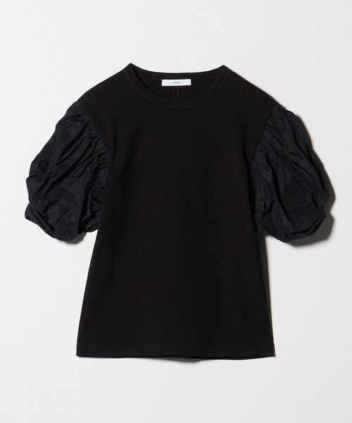 ASTRAET(アストラット)の「<ASTRAET>フライスxタフタ パフスリーブカットソー(Tシャツ/カットソー・レディース・ブラック/ホワイト・FREE)」の12枚目の写真
