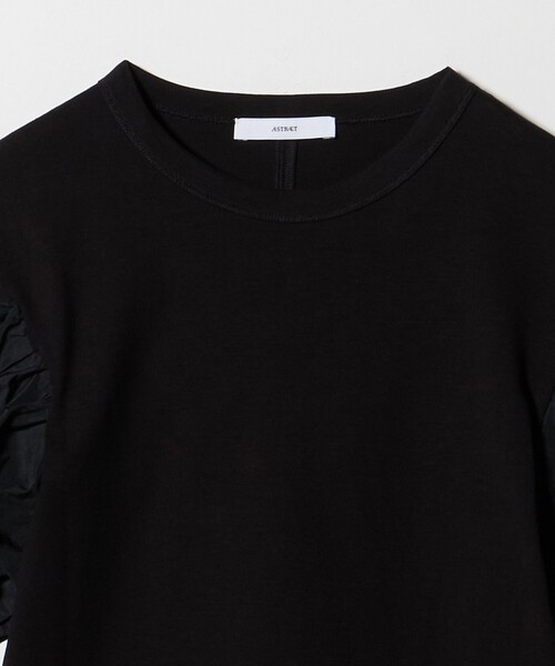 ASTRAET(アストラット)の「<ASTRAET>フライスxタフタ パフスリーブカットソー(Tシャツ/カットソー・レディース・ブラック/ホワイト・FREE)」の14枚目の写真