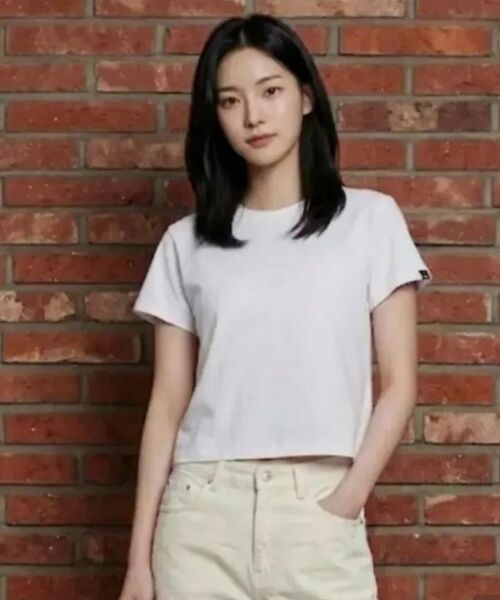 DOLPHIN WAVE APPAREL（ドルフィンウェーブアパレル）の「ドルフィン ウィメンズ セミクロップ ルーズフィット コットン スパン 半袖 Tシャツ 3COLOR（Tシャツ/カットソー・レディース・ライトグレー/アイボリー/ブラック・FREE）」の21枚目の写真