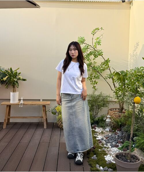 DOLPHIN WAVE APPAREL（ドルフィンウェーブアパレル）の「ドルフィン ウィメンズ セミクロップ ルーズフィット コットン スパン 半袖 Tシャツ 3COLOR（Tシャツ/カットソー・レディース・ライトグレー/アイボリー/ブラック・FREE）」の10枚目の写真