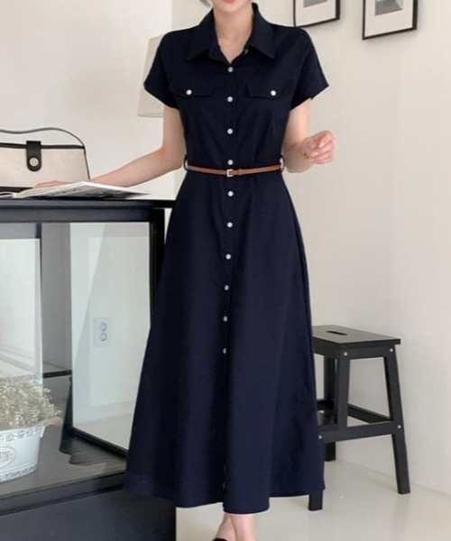 semplice（センプリチェ）の「ワンピース【韓国ファッション】（ワンピース・レディース・ネイビー/ホワイト・F）」の2枚目の写真