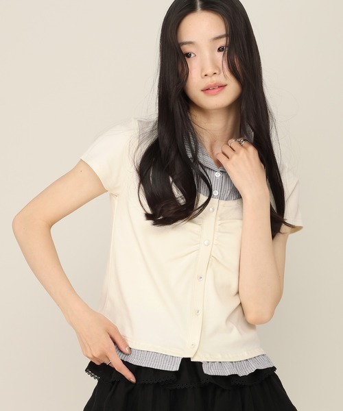 Heather(ヘザー)の「ドッキングレイヤードTEE 774592(Tシャツ/カットソー・レディース・グレー/ネイビー/アイボリー・FREE)」の2枚目の写真
