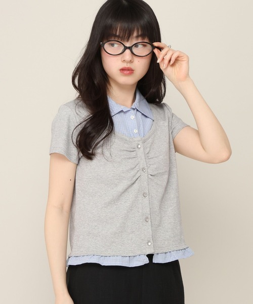 Heather(ヘザー)の「ドッキングレイヤードTEE 774592(Tシャツ/カットソー・レディース・グレー/ネイビー/アイボリー・FREE)」の4枚目の写真
