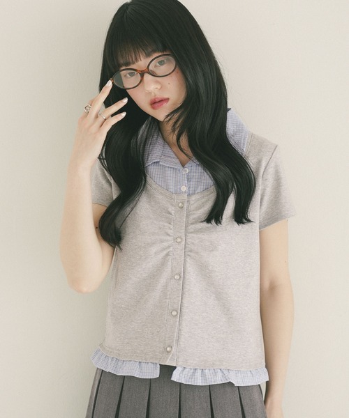 Heather(ヘザー)の「ドッキングレイヤードTEE 774592(Tシャツ/カットソー・レディース・グレー/ネイビー/アイボリー・FREE)」の19枚目の写真