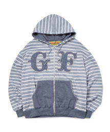 Big Patch Stripe Hoodie Zip Up (MELANGE GRAY)