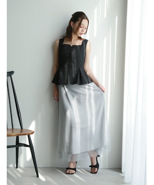 fifth(フィフス)の「ペプラムビスチェ風ドッキングワンピース(ワンピース・レディース・ブラック/ベージュ・XS/M)」の3枚目の写真
