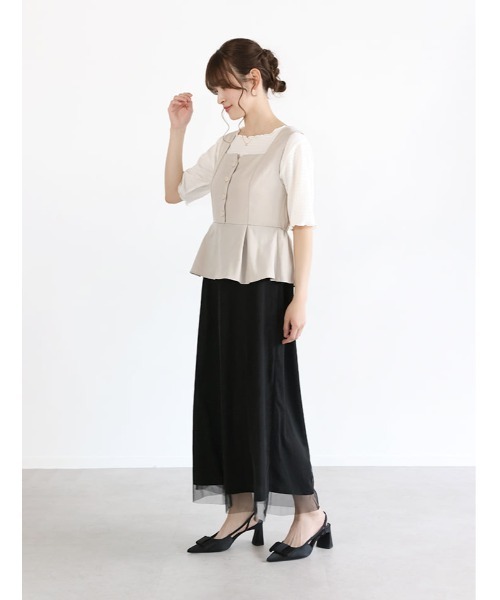 fifth(フィフス)の「ペプラムビスチェ風ドッキングワンピース(ワンピース・レディース・ブラック/ベージュ・XS/M)」の13枚目の写真