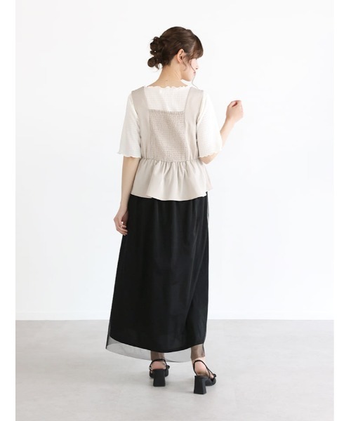 fifth(フィフス)の「ペプラムビスチェ風ドッキングワンピース(ワンピース・レディース・ブラック/ベージュ・XS/M)」の14枚目の写真