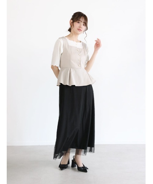 fifth(フィフス)の「ペプラムビスチェ風ドッキングワンピース(ワンピース・レディース・ブラック/ベージュ・XS/M)」の10枚目の写真