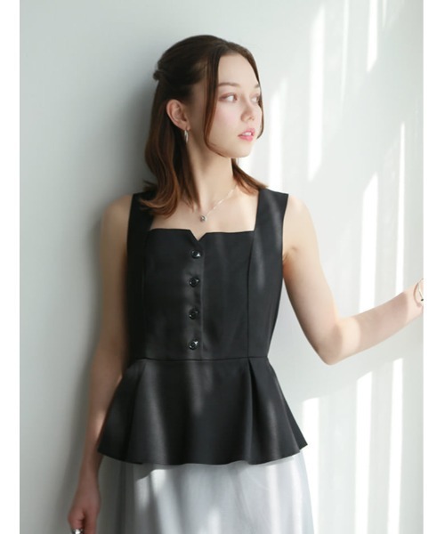 fifth(フィフス)の「ペプラムビスチェ風ドッキングワンピース(ワンピース・レディース・ブラック/ベージュ・XS/M)」の6枚目の写真
