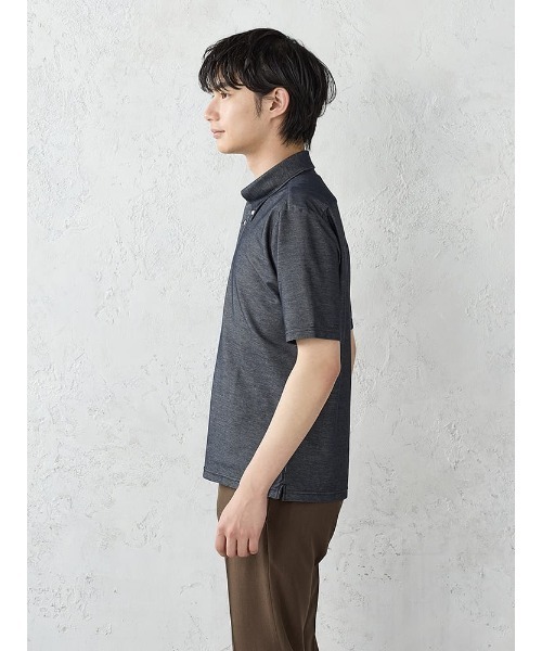TRANS CONTINENTS(トランスコンチネンツ)の「TRANS CONTINENTS デニム調 スキッパーポロシャツ ブラック/ブラウン/ネイビー(ポロシャツ・メンズ・ブラック/ネイビー/ブラウン・LL/L/M)」の7枚目の写真