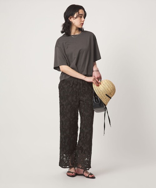 green label relaxing(グリーンレーベルリラクシング)の「カットワークレース パンツ(その他パンツ・レディース・ブラック/オフホワイト・FREE)」の12枚目の写真