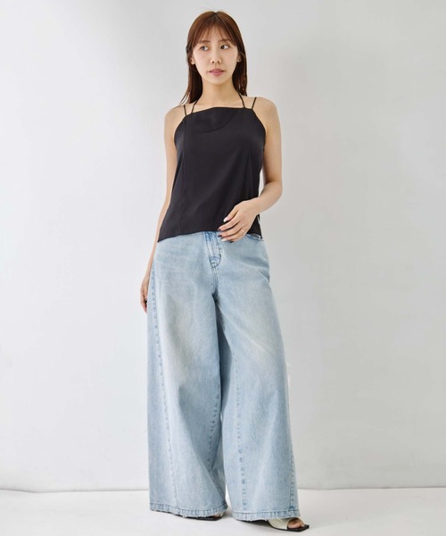 STUDIOUS(ステュディオス)の「【STUDIOUS/ステュディオス】Stretch Satin Padded Camisole/ストレッチサテンキャミソール/カップ付きキャミソール/肩紐調整可/ウォッシャブル(キャミソール・レディース・キナリ/ブラック/ワイン・FREE)」の7枚目の写真