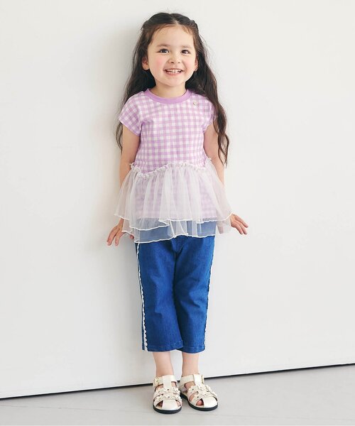 apres les cours（アプレレクール）の「ティアードペプラムトップス（Tシャツ/カットソー・キッズ・グリーン/レッド/その他2/チェック・80/90/100/110/120/130/140）」の7枚目の写真