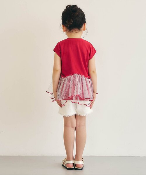 apres les cours（アプレレクール）の「ティアードペプラムトップス（Tシャツ/カットソー・キッズ・グリーン/レッド/その他2/チェック・80/90/100/110/120/130/140）」の10枚目の写真