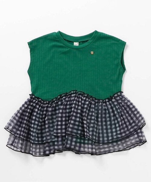 apres les cours（アプレレクール）の「ティアードペプラムトップス（Tシャツ/カットソー・キッズ・グリーン/レッド/その他2/チェック・80/90/100/110/120/130/140）」の17枚目の写真