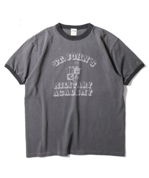 HOUSTON（ヒューストン）の「HOUSTON ピグメントリンガーTシャツ(MILITARY ACADEMY)（Tシャツ/カットソー・メンズ・ブラック/オレンジ/ホワイト・X-LARGE/LARGE/MEDIUM）」の2枚目の写真