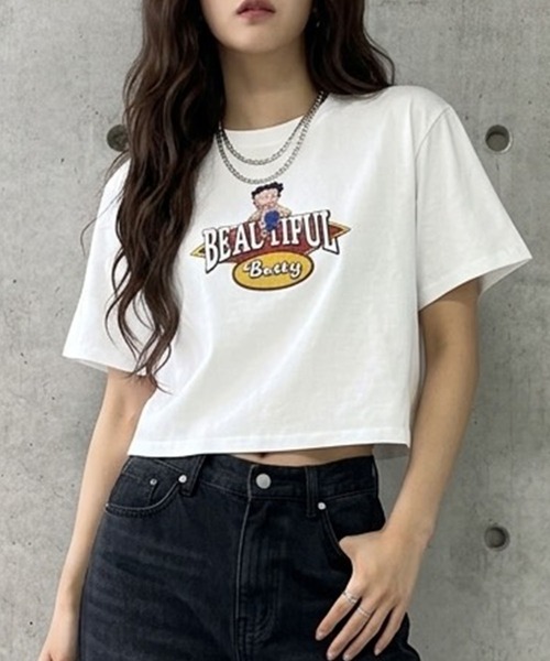 GLAMOROUS JANE（グラマラスジェーン）の「BETTY BOOPプリントショート丈Tシャツ（Tシャツ/カットソー・レディース・ブラック/オフホワイト/チャコールグレー・FREE）」の13枚目の写真