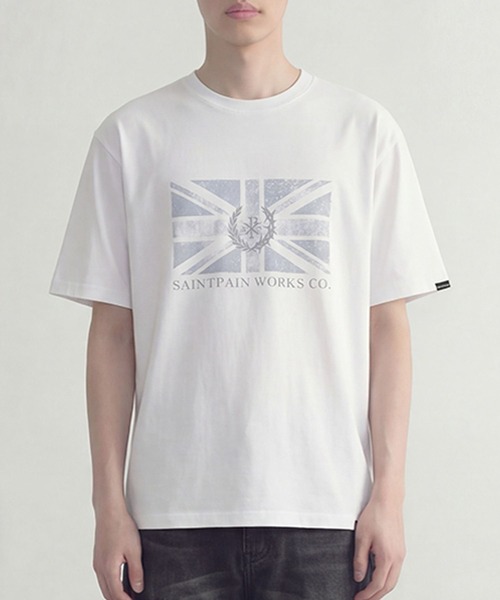 SAINTPAIN(セイントペイン)の「【UNISEX】SAINTPAIN/UNION JACK T(Tシャツ/カットソー・レディース・ブラック/ホワイト・MEDIUM)」の2枚目の写真