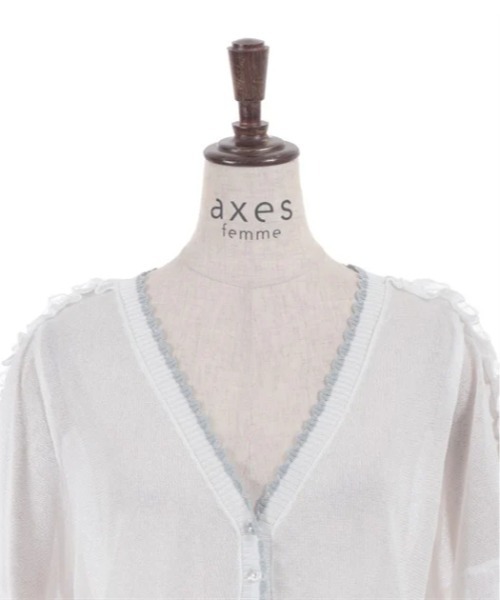 axes femme（アクシーズファム）の「バイカラーラメニットカーデ（カーディガン/ボレロ・レディース・ピンク/ホワイト/グレー・FREE）」の6枚目の写真