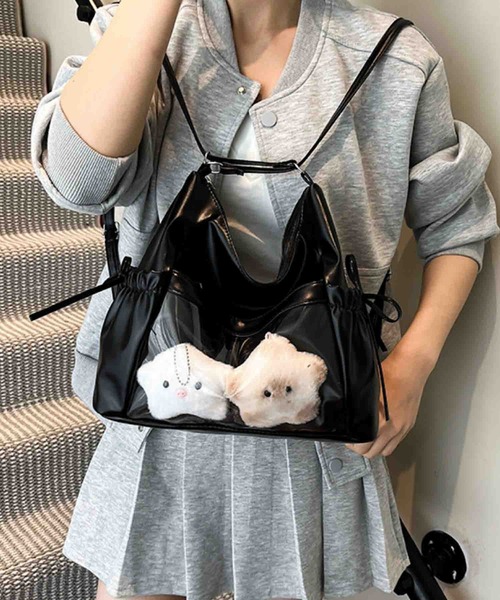VIBGYOR(ヴィブジョー)の「FReePLACe/2way クリアポケット 推し活 オタ 痛 リュック ショルダーバッグ X12848(ショルダーバッグ・レディース・ホワイト/ブラウン/シルバー/ブラック・FREE)」の12枚目の写真