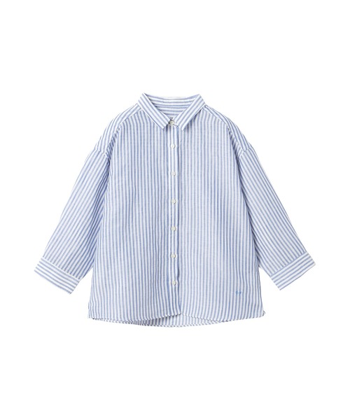 McGREGOR(マックレガー)の「綿麻ストライプシャツ(シャツ/ブラウス・レディース・キャメル/ブルー/スモークピンク・L/M)」の9枚目の写真