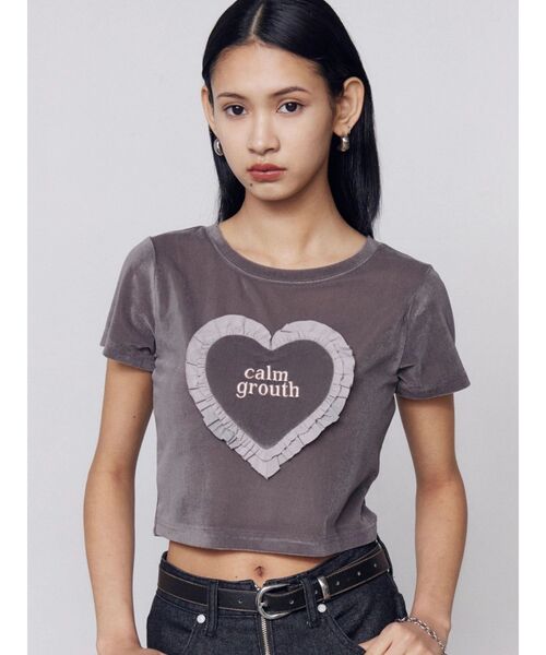 EMODA(エモダ)の「ハートフリルロゴTシャツ(Tシャツ/カットソー・レディース・ブラウン/イエロー/グレー/ホワイト・FREE)」の19枚目の写真