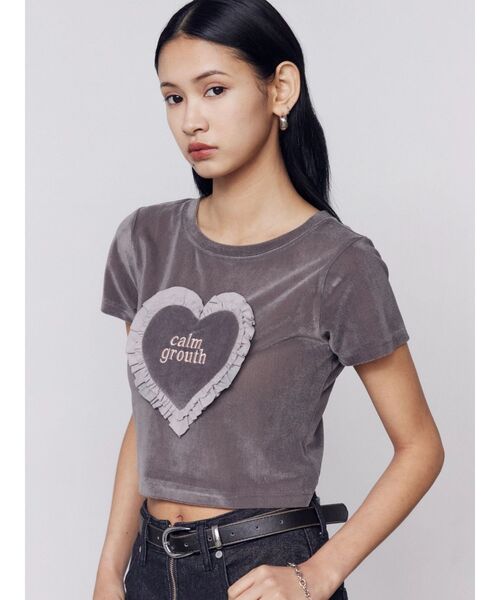 EMODA(エモダ)の「ハートフリルロゴTシャツ(Tシャツ/カットソー・レディース・ブラウン/イエロー/グレー/ホワイト・FREE)」の17枚目の写真