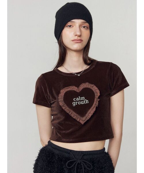 EMODA(エモダ)の「ハートフリルロゴTシャツ(Tシャツ/カットソー・レディース・ブラウン/イエロー/グレー/ホワイト・FREE)」の20枚目の写真